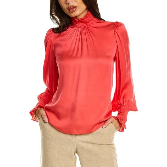 TRINA TURK Nisha Smocked Top with Blouson Sleeves - Picture 1 of 10
